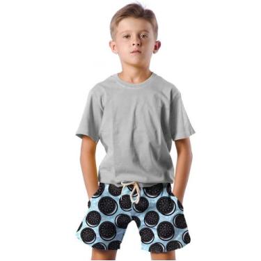 Imagem de Shorts Infantil Bermuda Calção Praia Verão Biscoito Doce Choco Cartoon