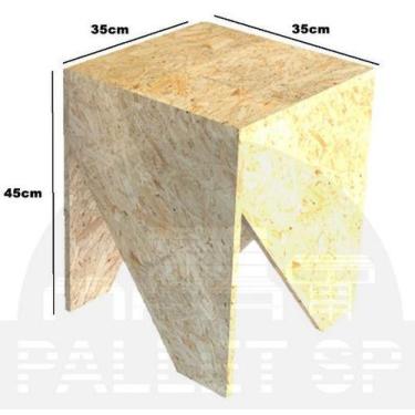 Imagem de Banquinho de Madeira OSB 35x35x45 cm para Jardim e Decoração - PALLET 