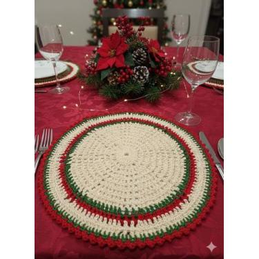 Imagem de Jogo Americano de Crochê Natalino Elegância Artesanal - biagi