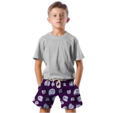 Imagem de Shorts Infantil Bermuda Calção Praia Verão Fantasma Cartoon Terror 220