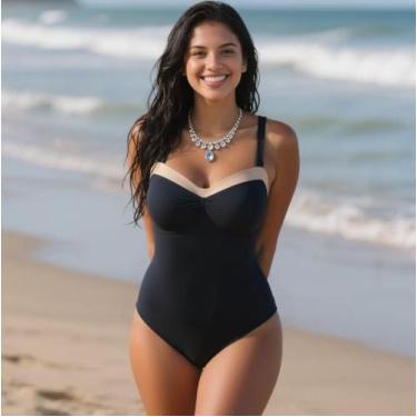 Imagem de Maiô plus Size detalhe dourado - Z&R, Preto, 46