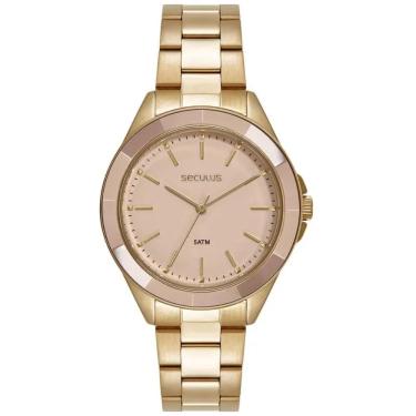 Imagem de Relógio Seculus Feminino Ref: 77346lpsvds1 Fashion Crâmica Dourado