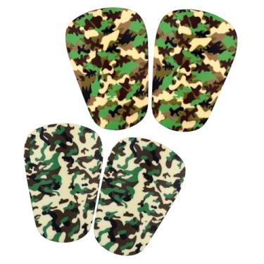 Imagem de 2 pares de caneleiras de futebol em miniatura, caneleiras protetoras de 8 x 5 cm, caneleiras extrapequenas, confiáveis, confortáveis, para adolescentes, crianças, adultos (estilo camuflagem)