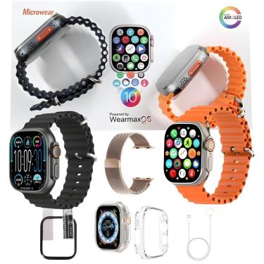 Imagem de Smart Watch W69 Ultra Max Serie 10 Original Nfc Gps Microwear Kit C/Pulseira Extra Pelicula Case-Unissex