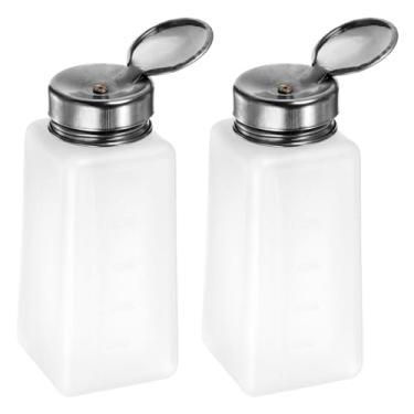 Imagem de 2 dispensadores de álcool solvente de 250 ml (241 g) Dispensador de líquido com tampa de aço inoxidável de vedação para removedor de esmalte de acetona, branco