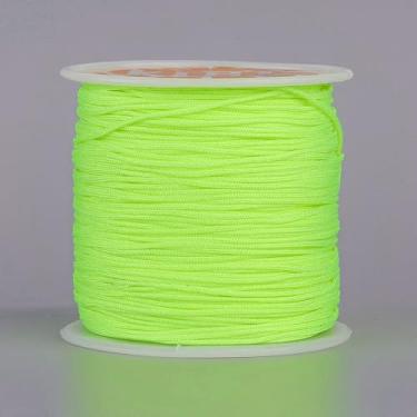 Imagem de Cordão de nylon 45 m para fazer pulseiras, fio de nylon de 0,8 mm, fio de nó chinês para pulseira trançada faça você mesmo, colar de joias, artesanato com contas, sino de vento, macramê, verde gramado