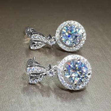 Imagem de Brincos pendentes de zircônia cúbica branca folheados a ouro branco para mulheres, casamentos, festas noturnas, brincos leves, joias de presente para ela