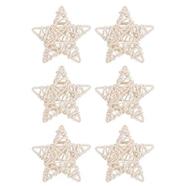 Imagem de 6 peças de estrelas de vime natural, enfeites de decoração de Natal para festa de casamento, escritório, loja, hotel, jardim de infância, restaurante, brinquedo para animais de estimação, grandes