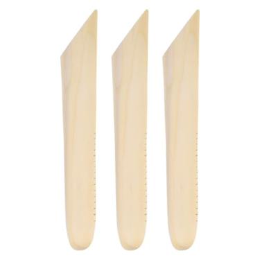 Imagem de Generic 3 peças de costelas de cerâmica 19,8 cm x 3,3 cm ferramentas de escultura de cerâmica de argila de madeira para acabamento, modelagem e suavização, remoção de marcas de dedo