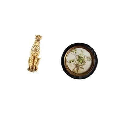 Imagem de Fenteer Escultura de Resina em de Chita Dourada, Peça Central de Mesa Ornamentada, Estatueta de Animal Decorativa Antiga, Moldura de Parede Retrô