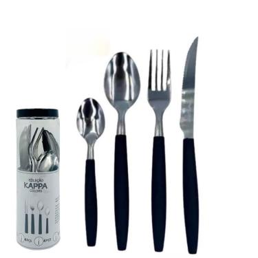 Imagem de Kit 16 Peças Jogo De Talheres De Mesa Preto