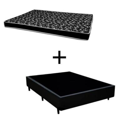 Imagem de Cama Box Casal 138 Tecido Sintético Preto Com Colchão Hamburgo - 100% Espuma - D28 Preto 54x138x188