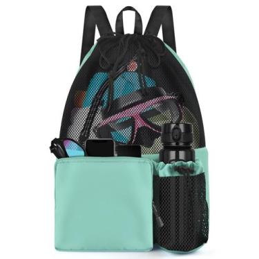 Imagem de Mochila de natação BROTOU 47x40 cm de malha com cordão e bolso úmido