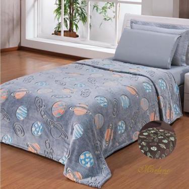 Imagem de Manta brilha no escuro - Shine - Andreza, Solteiro, Planet Azul