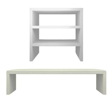 Imagem de Kit Suporte De Mesa Monitor E Escaninho Organizador Branco