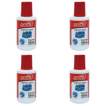 Imagem de Kit 4 Corretivo Líquido à base de água atóxico com 18ml Radex