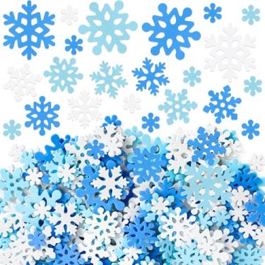 Imagem de 300 adesivos de espuma de floco de neve, adesivos autoadesivos de EVA de inverno, decoração de Natal, decalques em forma de floco de neve de cores sortidas para cartões, projetos de artesanato DIY