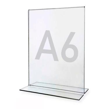 Imagem de Display Expositor T A6 10x15cm Acrílico Ps Cristal Balcão