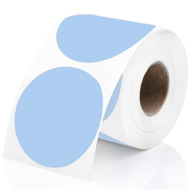 Imagem de Perco Etiquetas adesivas térmicas de círculo redondo azul de 5 cm - 300 etiquetas por rolo, compatível com impressora térmica direta, adesivo permanente, cores vibrantes, fixação forte, perfurado para