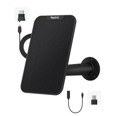 Imagem de Fonte de alimentação do painel solar REOLINK projetada para câmera de segurança externa sem fio alimentada por bateria Reolink Go/Argus Eco/Argus 2/Argus Pro/Argus PT, carregamento ininterrupto (preto)