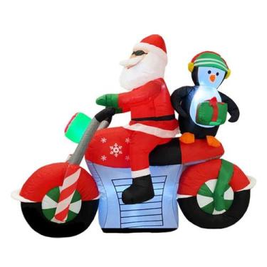 Imagem de Papai Noel Moto Pinguim Inflavel Natal Natalino Decoraçao Shopping Loj