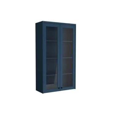 Imagem de Armário Aéreo P- Cozinha évora Ph 3129 C- 2 Portas C- Vidro 80cm Azul - Herval