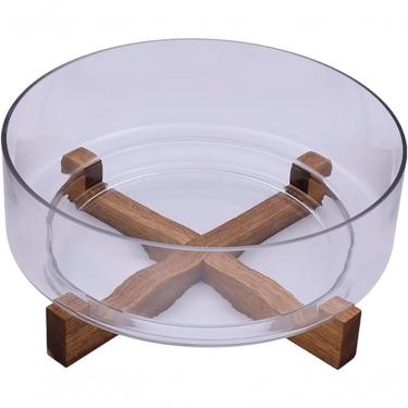 Imagem de Saladeira Vidro Borossilicato Base De Acacia 28cm Vd24047 - Mimo