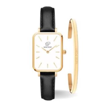 Imagem de Relógio Feminino Quadrado Dourado New Port + Bracelete-Feminino
