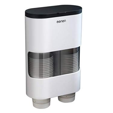Imagem de Kiboule Dispensador de copos descartáveis de tubo duplo dispensador de copos de parede tipo puxar papel descartável de água removedor automático porta copos para copos de cone ou fundo plano