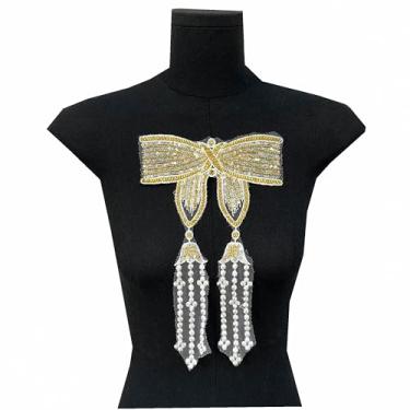 Imagem de Corsage laço dourado borboleta aplique de ombro borlas bordado flores roupas vestido de casamento vestido de noite camisa jeans acessórios de decoração (estilo 2)