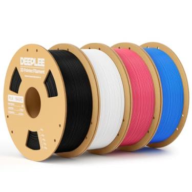 Imagem de DEEPLEE Filamento de impressora 3D PLA Basic de 1,75 mm, filamento de impressão 3D com precisão dimensional +/- 0,02 mm, bem enrolado, serve para a maioria das impressoras 3D FDM 4KG preto, branco