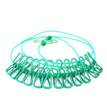 Imagem de Varal elástico com 12 clipes de roupa, 2 ganchos de extremidade ajustáveis, varais de viagem portáteis para uso interno