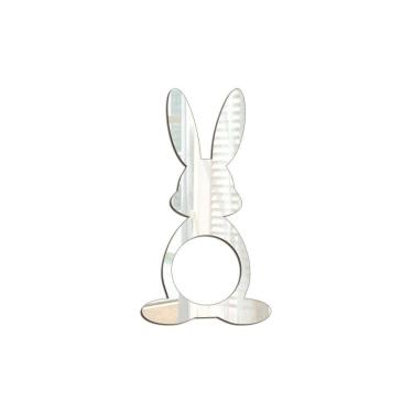 Imagem de Porta Guardanapo Coelho Frente Espelhado Kit 4 Peças 5,5cmx10cm - Cria Arte Laser Prata