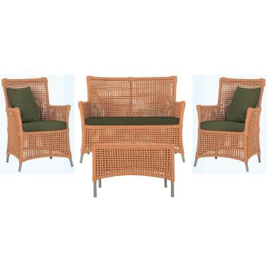 Imagem de Jogo Sofá 2 Poltronas E Mesa Igapó Fendi E13 Trama Original Terra Cota