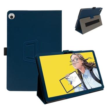 Imagem de Capa para tablet Wacom MovinkPad 11 de 11 polegadas, capa de couro PU à prova de choque com alça de mão, suporte duplo, compatível com tablet Android MovinkPad 11 de 11 polegadas (azul escuro)