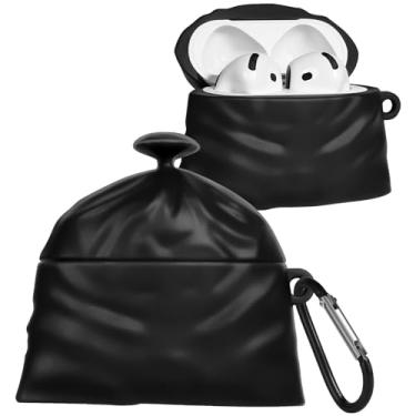 Imagem de Joyleop Capa para Airpods 4 – Linda para mulheres, meninas, meninas, crianças, Kawaii, anime, desenho 3D, bolsa preta, capa protetora de silicone macio para AirPods 4ª geração 2024 capa com Keychian