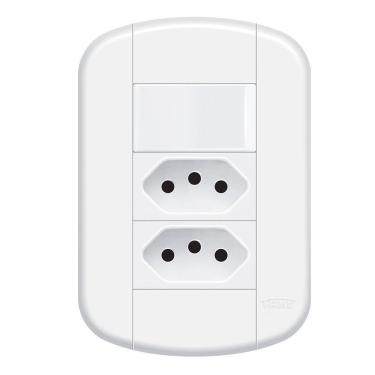 Imagem de Interruptor Simples Com Tomada Dupla 10a Fame - 3927 Blanc