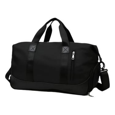 Imagem de Bolsa de Academia Grande Mala de Viagem Transversal com Alças Para Mão e Ombro Estilo Moderno (Preto)