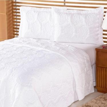 Imagem de Cobre Leito Pratic Rosas Solteiro 2 Pecas - Branco