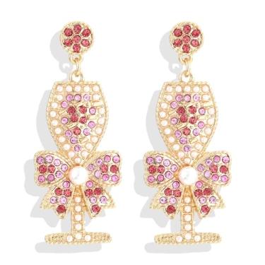 Imagem de Brincos de champanhe para mulheres meninas brincos de garrafa de champanhe com contas brincos de margarita brincos de tequila brincos pendentes de vidro de vinho de cristal brincos pendentes festa celebração joias presentes, Metal, Sem pedra preciosa