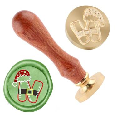 Imagem de Carimbo de lacre de cera de Natal carimbo de latão e uma alça de madeira carimbos cabeça para cartões de natal convites de festa carta envelope cartões de felicitações presentes