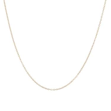 Imagem de Nawflue Corrente de ouro feminina banhada a ouro 18 K, colar delicado com contas de satélite, corrente de aço inoxidável, elos cubanos, corrente de ponto fino, joia de ouro simples, One size, Aço