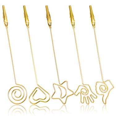 Imagem de YBEATY 5 peças de clipes para juntas de arame de metal braçadeira jacaré, porta-cartões, porta-fotos, mesas, porta-cartões, extensores multifuncionais de palito de fósforo para joias, pulseira, colar