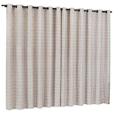 Imagem de Cortina Jacquard Modelo Prisma, 3,00m x 2,50m, Tecido Poliéster, Estampa Geométrica, para Sala ou Quarto, Cor Nude
