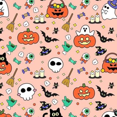 Imagem de zoé&yifan Papel de parede Kawaii Halloween descasque e cole à prova d'água removível 45 cm × 599 cm papel de contato abóbora bonito decoração sazonal para paredes de destaque, quartos, aluguel