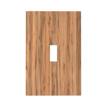 Imagem de Nadoabtm Placa decorativa para interruptor de luz, marrom quente, grão de madeira sintética, 1 gangue, placa de parede com botão único, capas de tomada elétrica para decoração de cabine de fazenda