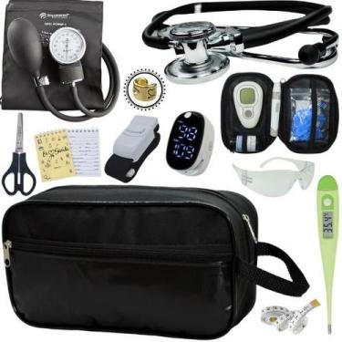 Imagem de Kit Enfermagem Aparelho de Pressão Estetoscópio Medidor Glicose Comple