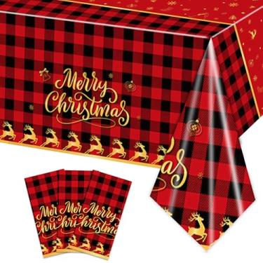 Imagem de 3 peças de toalhas de mesa descartáveis para festas de Natal, para mesas retangulares 137 x 272 cm, decorações de Natal para artigos de festa, casa, ambientes internos e externos