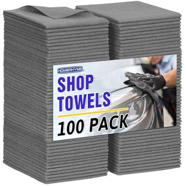 Imagem de HOMERHYME Pano de limpeza de microfibra, pacote com 100 panos de limpeza toalhas de microfibra absorventes a granel sem fiapos, toalhas multiuso para carros, lojas, automóveis, garagem, cozinha