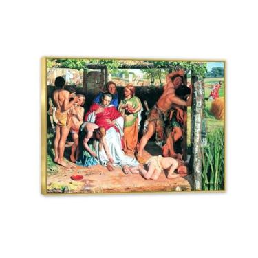 Imagem de William Holman Hunt Wall Art A Converted British Family Sheltering Poster Famous Paintings William Holman Hunt Wall Decor Prints Picture for Living Room Room Office50x40cm (50.8x40.6 cm) dourado
